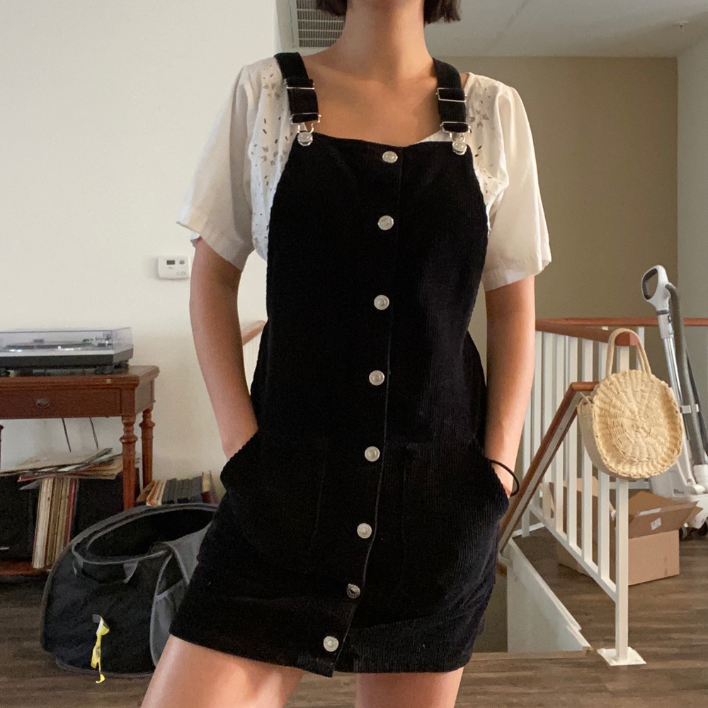 Topshop corduroy overall dress